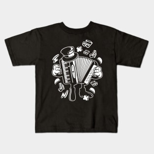 Cartoon Accordion T-Shirt Fun Polka Music Instrument Kids T-Shirt